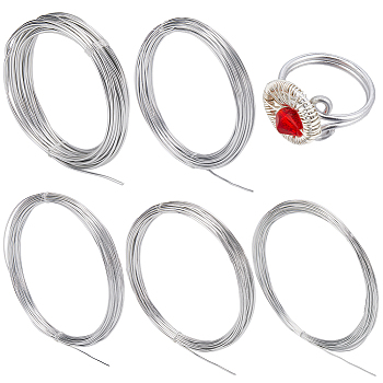 50M 5 Size Aluminum Wire, Round, Bendable Flexible Craft Wire, with Spool, Silver, 0.8~2mm, 10m/size