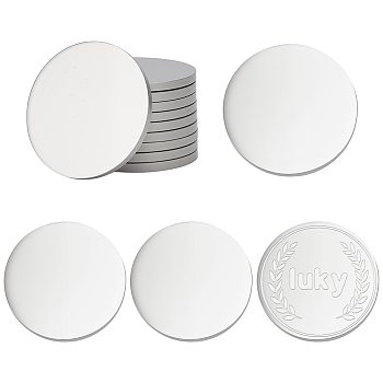 10Pcs 304 Stainless Steel Stamping Blank Tag Cabochons, Mirror Polished Finish, Flat Round, Stainless Steel Color, 40x3mm
