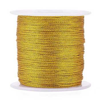Polyester Braided Metallic Thread, for DIY Braided Bracelets Making and Embroidery, Gold, 0.4mm, 6-Ply, about 54.68 yards(50m)/roll