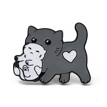 Dog with Toy Enamel Pin, Electrophoresis Black Alloy Creative Badge for Backpack Clothes, Gray, 24x30x2mm, Pin: 1.2mm