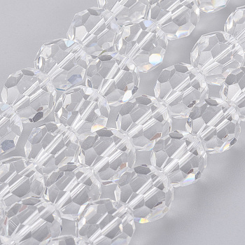 Imitation Austrian Crystal Bead Strands, Grade AAA, Faceted(32 Facets) Round, Clear, 10mm, Hole: 0.9~1mm, about 40pcs/strand, 15.7 inch