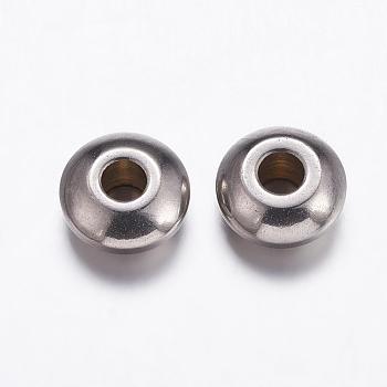 201 Stainless Steel Beads Spacers, Rondelle, Stainless Steel Color, 6x3mm, Hole: 2mm