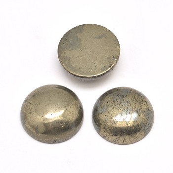 Half Round Natural Pyrite Cabochons, 10x4mm
