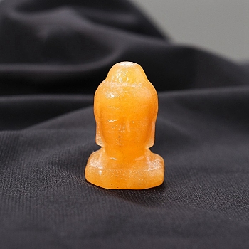 Natural Topaz Jade Healing Buddha Head Figurines, Reiki Energy Stone Display Decorations, 40x25mm