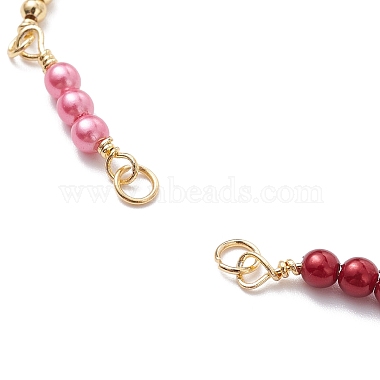 Brass & Round ABS Imitation Pearl Beaded Chain Bracelet Making(AJEW-JB01150-24)-2