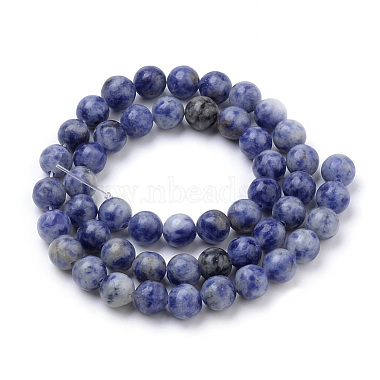 Natural Brazil Blue Spot Jasper Beads Strands(G-S259-36-8mm)-2