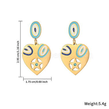 boucles d'oreilles pendantes en forme de cœur en acier titane(RO0890)-3