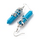 Synthetic Turquoise Bullet with Flower Dangle Earrings(EJEW-G300-02P-08)-3