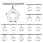 15Pcs Brass Toggle Clasps, Flower, Rack Plating, Long-Lasting Plated, Lead Free & Cadmium Free, Platinum, 19.5mm, Hole: 1mm, bar: 4x20x2mm, hole: 1mm, 15pcs/set(KK-ME0002-34P)