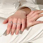 Zinc Alloy Finger Rings Set, with Rhinestone for Women, Platinum, Inner Diameter: 16~17mm, 3pcs/set(RJEW-LP0002-24B)