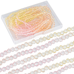 10 Strands Transparent Gradient Color Glass Beads Strands, Segmented Multi-color Beads, Faceted, Round, Pink, 4~4.5mm, Hole: 1mm, about 90~95pcs/strand, 13.98 inch(35.5cm)(GLAA-SC0002-04B)