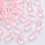 Transparent Acrylic Beads, Column, Pink, 10x7.5mm, Hole: 1.8mm, about 950pcs/500g(TACR-S154-17A-26)