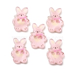 2-Hole Printed Transparent Resin Buttons, Rabbit, Pink, 15x10x2.3mm, Hole: 1.4mm(RE-CBA66DF-28)