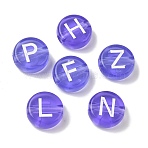 Transparent Acrylic European Beads, Large Hole Beads, Flat Round with Letter, Mauve, 25.5x10.5mm, Hole: 5.5~6mm, about 95~96pcs/500g(MACR-K365-02B-02)