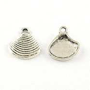 Shell Tibetan Style Alloy Pendants, Cadmium Free & Nickel Free & Lead Free, Antique Silver, 15x13x2mm, Hole: 2mm, about 1442pcs/1000g(TIBEP-R344-41AS-FF)