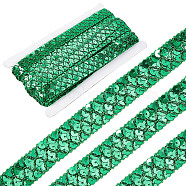 Plastic Paillette Beads, Sequins Beads, Ornament Accessories, 3 Rows Paillette Roll, Flat Round, Green, 20x1.2mm, 13m/card(OCOR-WH0079-78C)