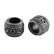 Rondelle Tibetan Style Alloy Beads, Cadmium Free & Lead Free, Antique Silver, 7.5x9mm, Hole: 6mm(X-TIBEB-2562-AS-LF)