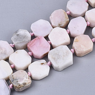 Natural Pink Opal Beads Strands, Rectangle, 15~19x16~18x5~9mm, Hole: 1.2mm, about 19~20pcs/Strand, 15.94 inch~16.65 inch( 40.5cm~42.3cm)(G-N326-08)