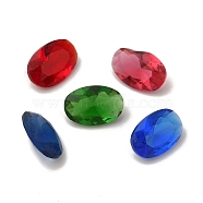 Glass Rhinestone Cabochons, Pointed Back, Faceted, Oval, Mixed Color, 6x4x2.5mm(RGLA-G023-06B)