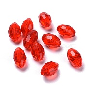 Glass Imitation Austrian Crystal Beads, Faceted, Oval, Red, 11x8mm, Hole: 0.8~1.4mm(GLAA-K055-04)
