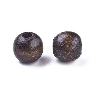Dyed Natural Wood Beads, Round, Lead Free, Coconut Brown, 14x13mm, Hole: 4mm(X-WOOD-Q006-14mm-06-LF)