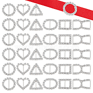 36Pcs 6 Style Alloy Rhinestone Slider Buckles, Adjustable Buckle Fasteners, for Strap Leathercraft Bag Belt, Silver, 16~21x14.5~28x2.5mm, Hole: 8~13x5~11mm, 6pcs/style(ALRI-GA0001-05)