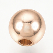 Brass Spacer Beads, Round, Rose Gold, 4mm, Hole: 1.5mm(KK-Q738-4mm-03RG)