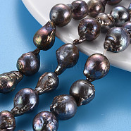 Natural Keshi Pearl Beads Strands, Cultured Freshwater Pearl, Dyed, Nuggets, Lavender, 14~20x11~14mm, Hole: 0.6mm, about 22~26pcs/strand, 14.96 inch(38cm)(PEAR-S019-02A)