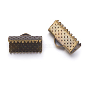 Antique Bronze Plated Iron Ribbon Crimp Ends, Nickel Free, 7x13mm, hole: 2mm(X-E005Y-NFAB)