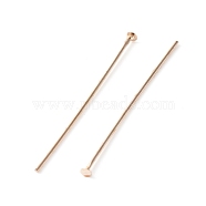 Brass Flat Head Pins, Rose Gold, 30x0.6mm, Head: 1.5mm, about 100Pcs/Bag(KK-TAC0002-21RG)