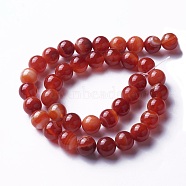 Natural Agate Beads Strands, Dyed, Round, FireBrick, 8mm, Hole: 1mm, about 47pcs/strand, 15 inch(38cm)(G-P434-09C-B)