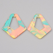 Acrylic Pendants, Kite, Colorful, 34x29x2.5mm, Hole: 1.5mm(MACR-S372-013B)