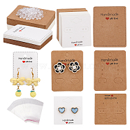 Elite 120Pcs 6 Style Blank Kraft Paper Earring Card Holder for Earring Display, with 240Pcs Plastic Ear Nuts and 120Pcs Cellophane Bags, Mixed Color, 4~145x4~70x0.4~0.5mm, Hole: 1~6mm(DIY-PH0009-95)