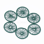 (Autumn Aesthetic Big Sale), Spray Painted Eco-Friendly Iron Filigree Joiners Links, Wheel, Green, 30.5x3.5mm(IFIN-T009-01A)