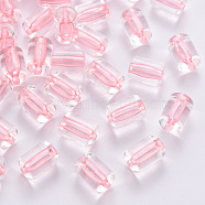 Transparent Acrylic Beads, Column, Pink, 10x7.5mm, Hole: 1.8mm, about 950pcs/500g(TACR-S154-17A-26)