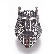 304 Stainless Steel Beads, Viking Warrior Helmet, Antique Silver, 15.5x10x9mm, Hole: 2.5mm(STAS-F212-047AS)