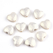 Spray Painted Acrylic Beads, Rubberized Style, Faceted, Heart, Pale Goldenrod, 10.5x11.5x5mm, Hole: 1.5mm, about 1350pcs/500g(MACR-T037-07A)