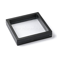 Square Transparent PE Thin Film Suspension Jewelry Display Box, Floating Frame Displays for Ring Necklace Bracelet Earring Storage, Black, 11x11x2cm, Inner Diameter: 9.4x9.4cm(CON-YW0001-37)