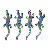 Rainbow Color Alloy Big Pendants, Cadmium Free & Lead Free, Gecko Shape, 54x15x2mm, Hole: 1.8mm(PALLOY-S180-041-RS)