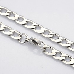 Trendy Unisex 304 Stainless Steel Curb Chain Twisted Chain Necklaces, with Lobster Claw Clasps, Faceted, Stainless Steel Color, 21.3 inch(54.1cm), 7.5mm(STAS-E063-04)