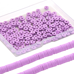 2 Strands Flat Round Handmade Polymer Clay Beads, Disc Heishi Beads for Hawaiian Earring Bracelet Necklace Jewelry Making, Plum, 6x1mm, Hole: 2mm, about 353~378pcs/strand, 17.7 inch(CLAY-SC0001-54C)