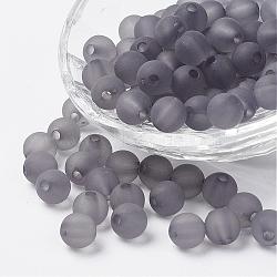 Transparent Acrylic Beads, Round, Frosted, Gray, 12mm, Hole: 2mm, about 287pcs/287g(PL720-C62)