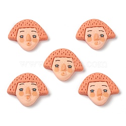 Resin Cabochons, Cartoon Character, Human with Light Salmon Hair, 18x22x5mm(X-CRES-G015-01)