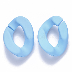 Opaque Spray Painted Acrylic Linking Rings, Quick Link Connectors, for Curb Chains Making, Twist, Light Sky Blue, 30x21x6mm, Inner Diameter: 16x8mm(OACR-S036-001B-I10)