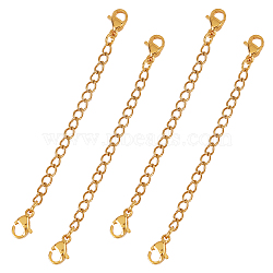 304 Stainless Steel Chain Extender, with Curb Chains and Lobster Claw Clasps, Golden, 71mm(STAS-UN0006-59G)