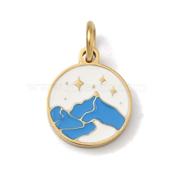 304 Stainless Steel Enamel Pendants, Golden, Mountain Charms, 14.5x12x2mm, Jump Ring: 6x1mm, Inner Diameter: 3.5mm(STAS-Z189-11G-03)
