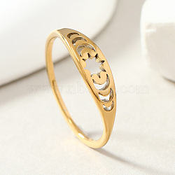 Fashionable 304 Stainless Steel Finger Rings, Simple Style, Hexagram, Golden, US Size 8(18.1mm)(FS-WG43180-08)