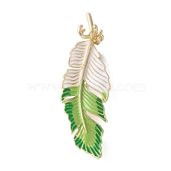 Feather Enamel Pins, Alloy Brooches for Backpack Clothes, Lime Green, 61x18.5mm(JEWB-M067-03G)