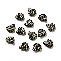 UV Plating Acrylic Beads, Golden Metal Enlaced, Flower, Black, 12.5x11x6mm, Hole: 1.5mm, about 1394pcs/500g(MACR-J123-15)