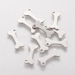 Non-Tarnish 201 Stainless Steel Pendants, Dog Bone, Stainless Steel Color, 15x6.5x1mm, Hole: 1.5mm(STAS-S105-T142)